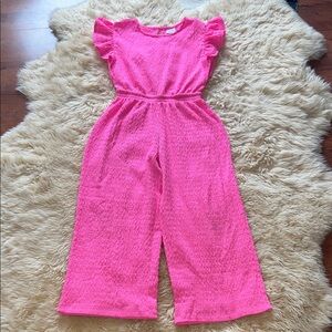 Falls Creek Pink Kids Seersucker Jumpsuit